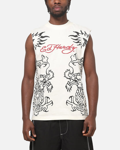 Ed Hardy Dragon Muscle T-Shirt Off White