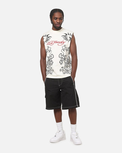Ed Hardy Dragon Muscle T-Shirt Off White