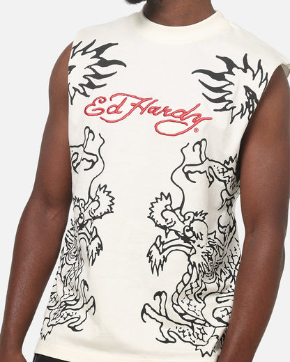 Ed Hardy Dragon Muscle T-Shirt Off White
