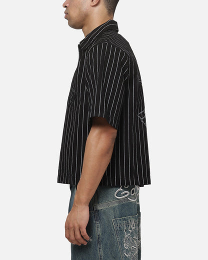 Ed Hardy Eagle Button Up Shirt Black Pinstripe