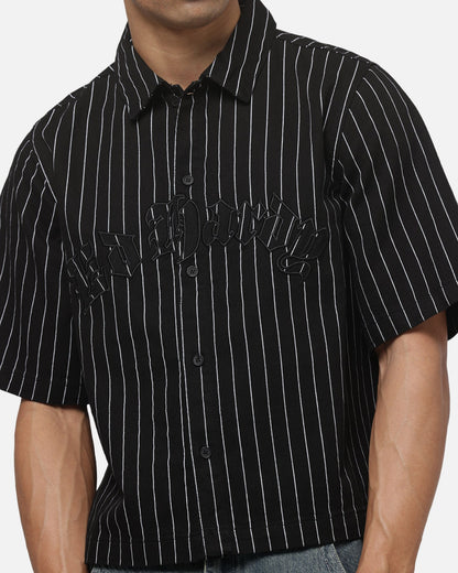 Ed Hardy Eagle Button Up Shirt Black Pinstripe