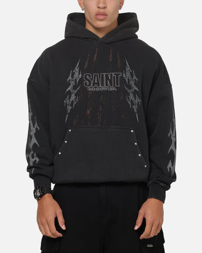 Saint Morta Worldwide Boxy Hoodie Washed Black