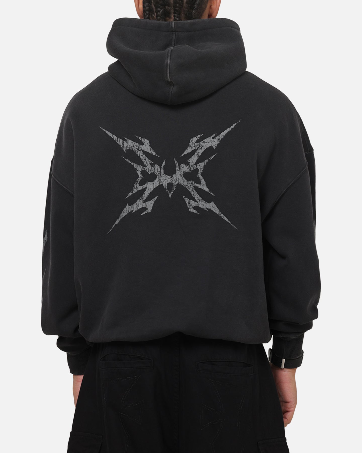 Saint Morta Worldwide Boxy Hoodie Washed Black