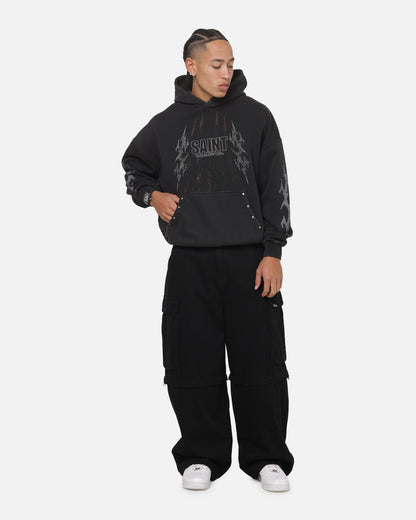 Saint Morta Worldwide Boxy Hoodie Washed Black