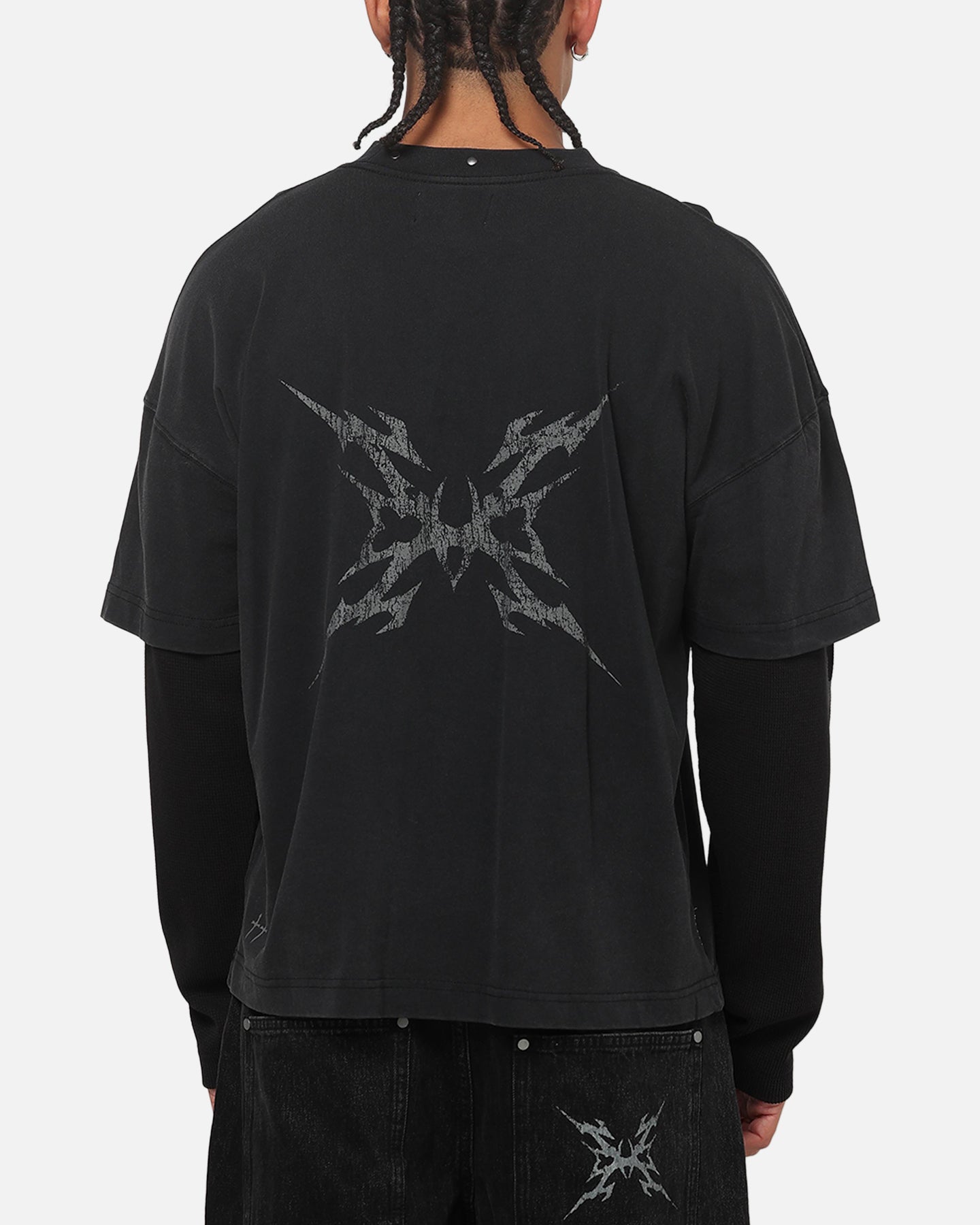 Saint Morta La Familia Layered Long Sleeve T-Shirt Washed Black