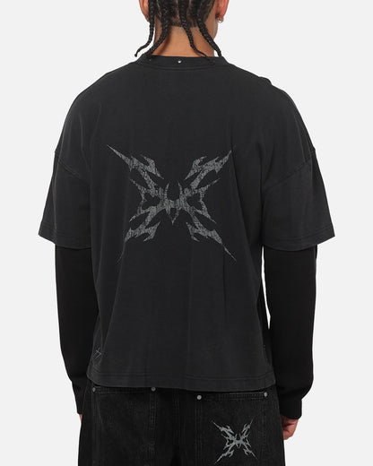 Saint Morta La Familia Layered Long Sleeve T-Shirt Washed Black