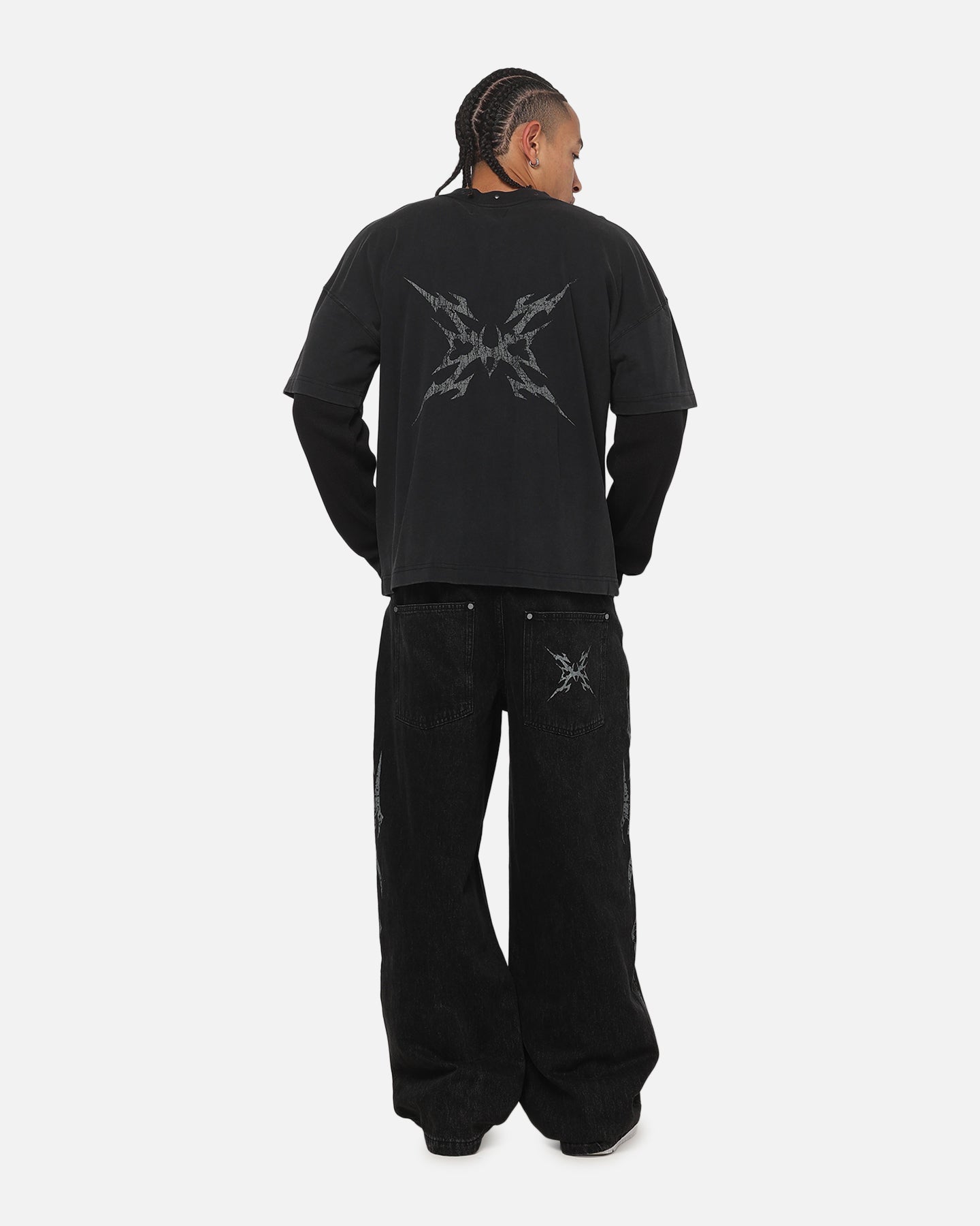 Saint Morta La Familia Layered Long Sleeve T-Shirt Washed Black