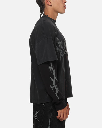 Saint Morta La Familia Layered Long Sleeve T-Shirt Washed Black