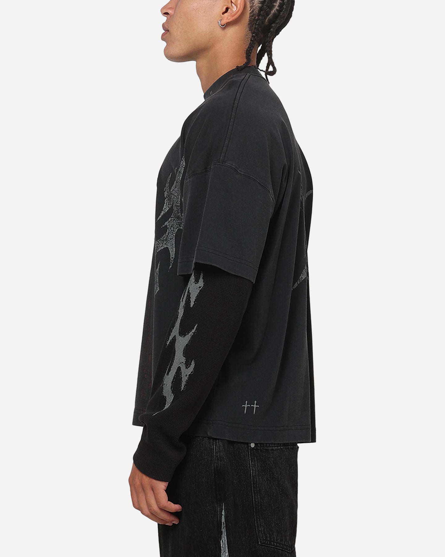 Saint Morta La Familia Layered Long Sleeve T-Shirt Washed Black