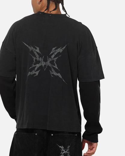 Saint Morta La Familia Layered Long Sleeve T-Shirt Washed Black