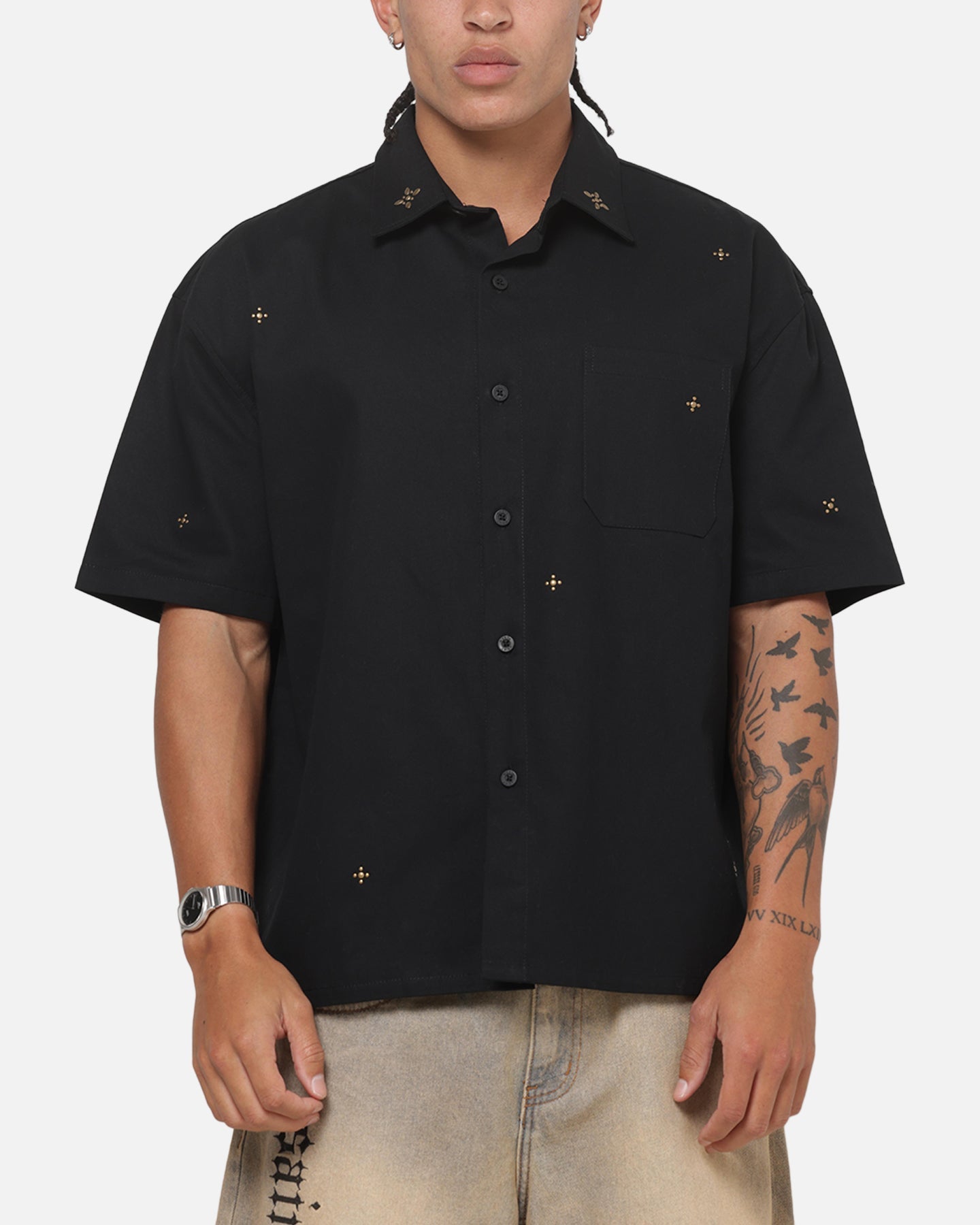 Saint Morta Pyre Short Sleeve Button Up Shirt Black
