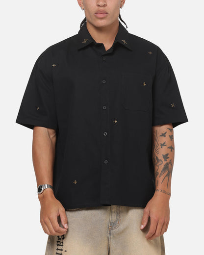 Saint Morta Pyre Short Sleeve Button Up Shirt Black