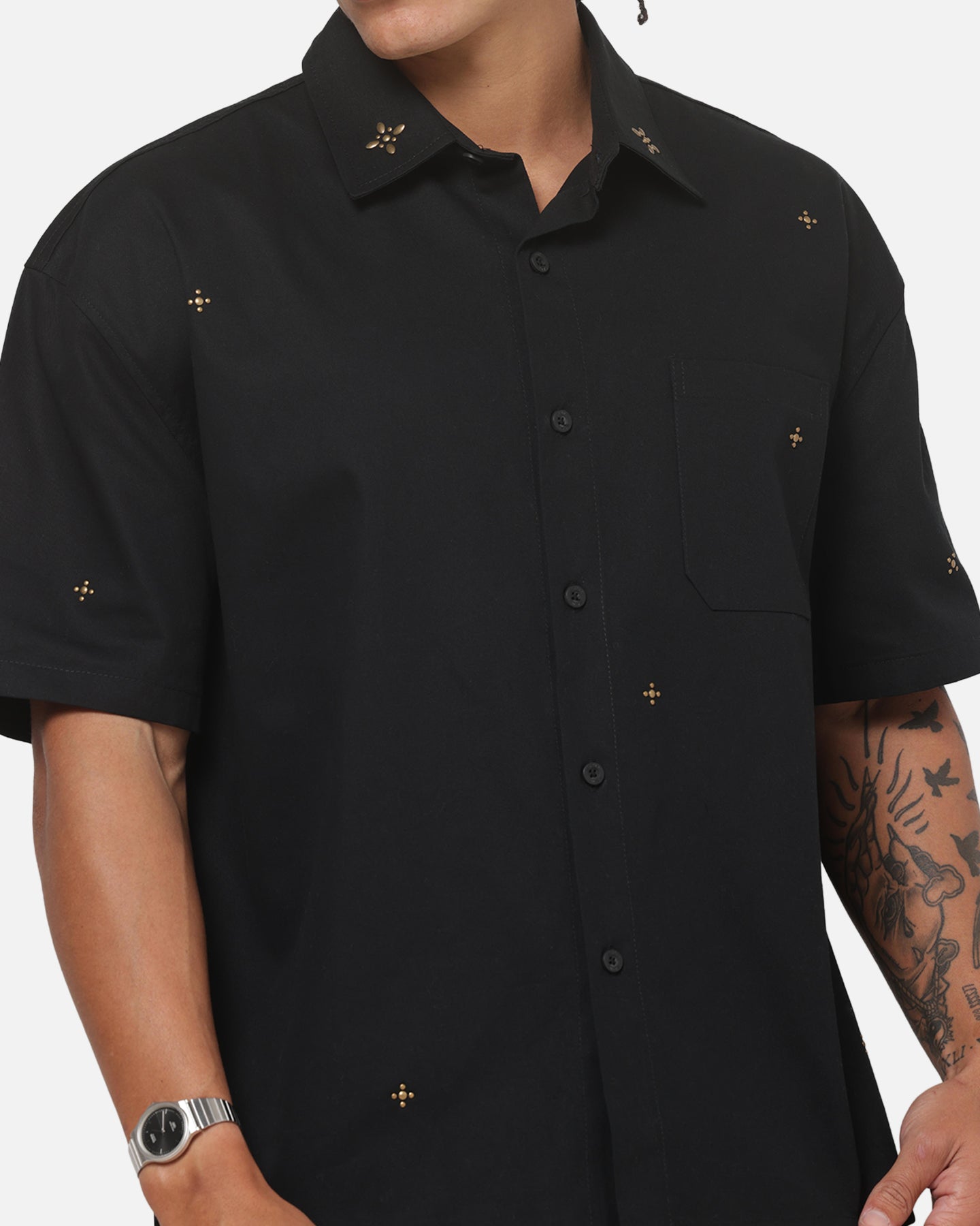 Saint Morta Pyre Short Sleeve Button Up Shirt Black