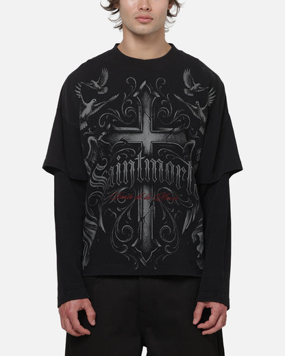 Saint Morta Renaissance Layered Long Sleeve T-Shirt Washed Black