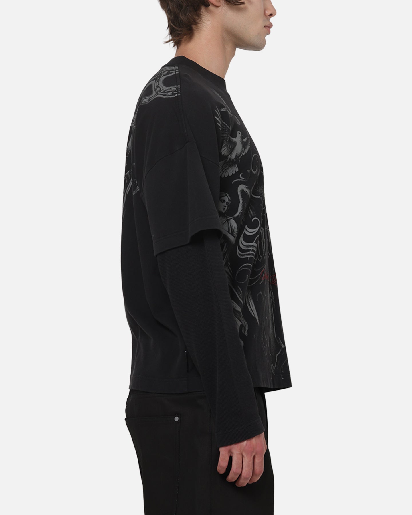 Saint Morta Renaissance Layered Long Sleeve T-Shirt Washed Black