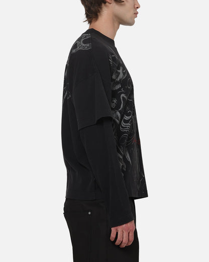 Saint Morta Renaissance Layered Long Sleeve T-Shirt Washed Black