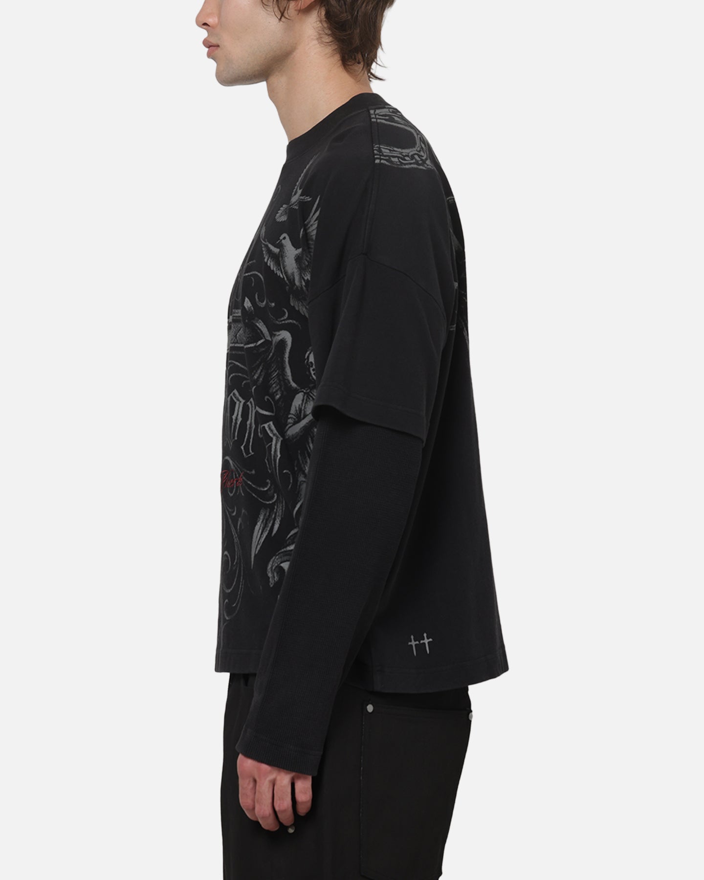 Saint Morta Renaissance Layered Long Sleeve T-Shirt Washed Black