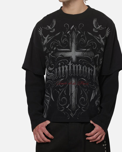 Saint Morta Renaissance Layered Long Sleeve T-Shirt Washed Black