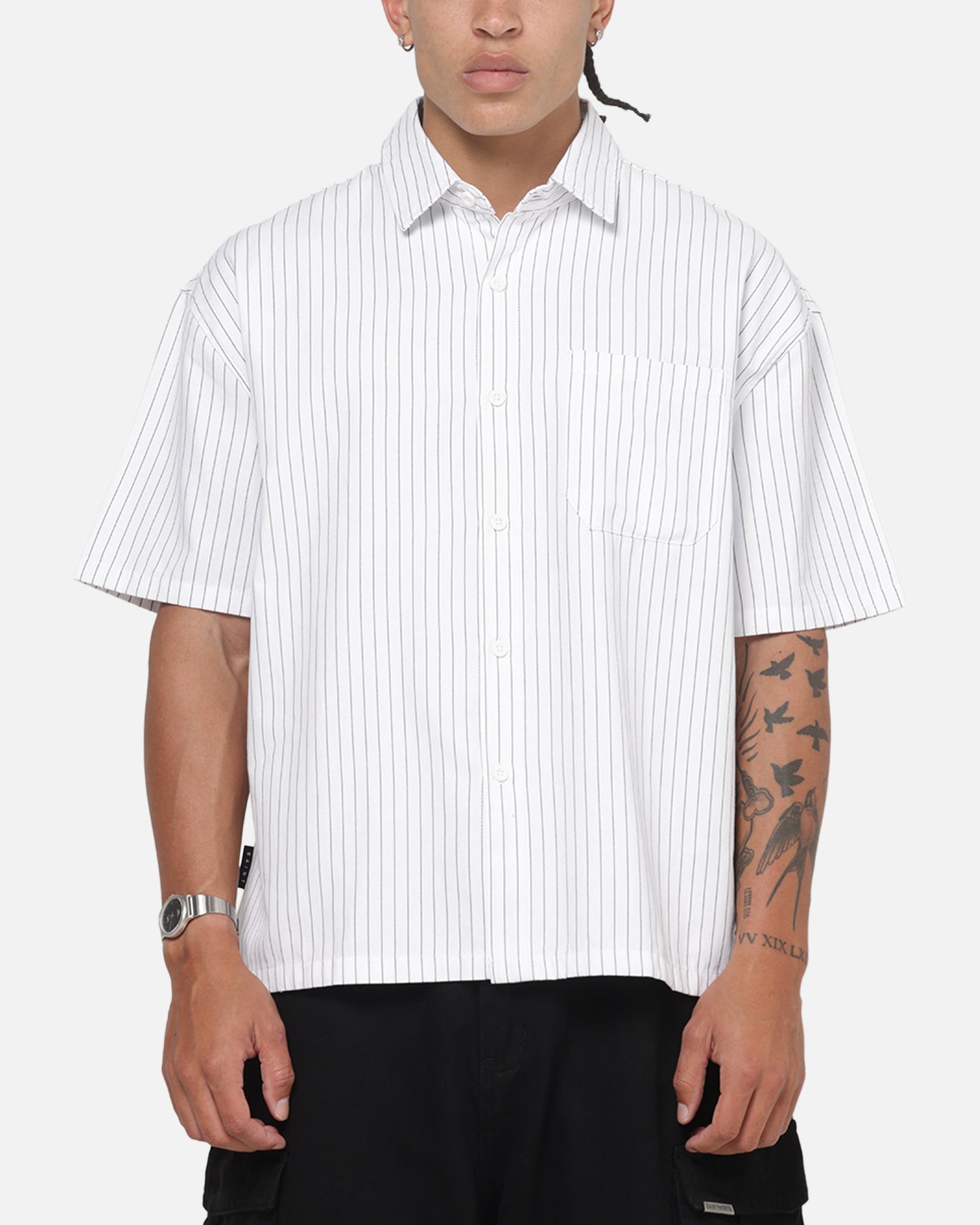 Saint Morta Sovereign Pinstripe Short Sleeve Shirt White/Black
