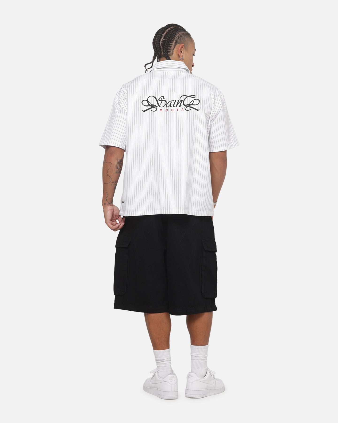 Saint Morta Sovereign Pinstripe Short Sleeve Shirt White/Black