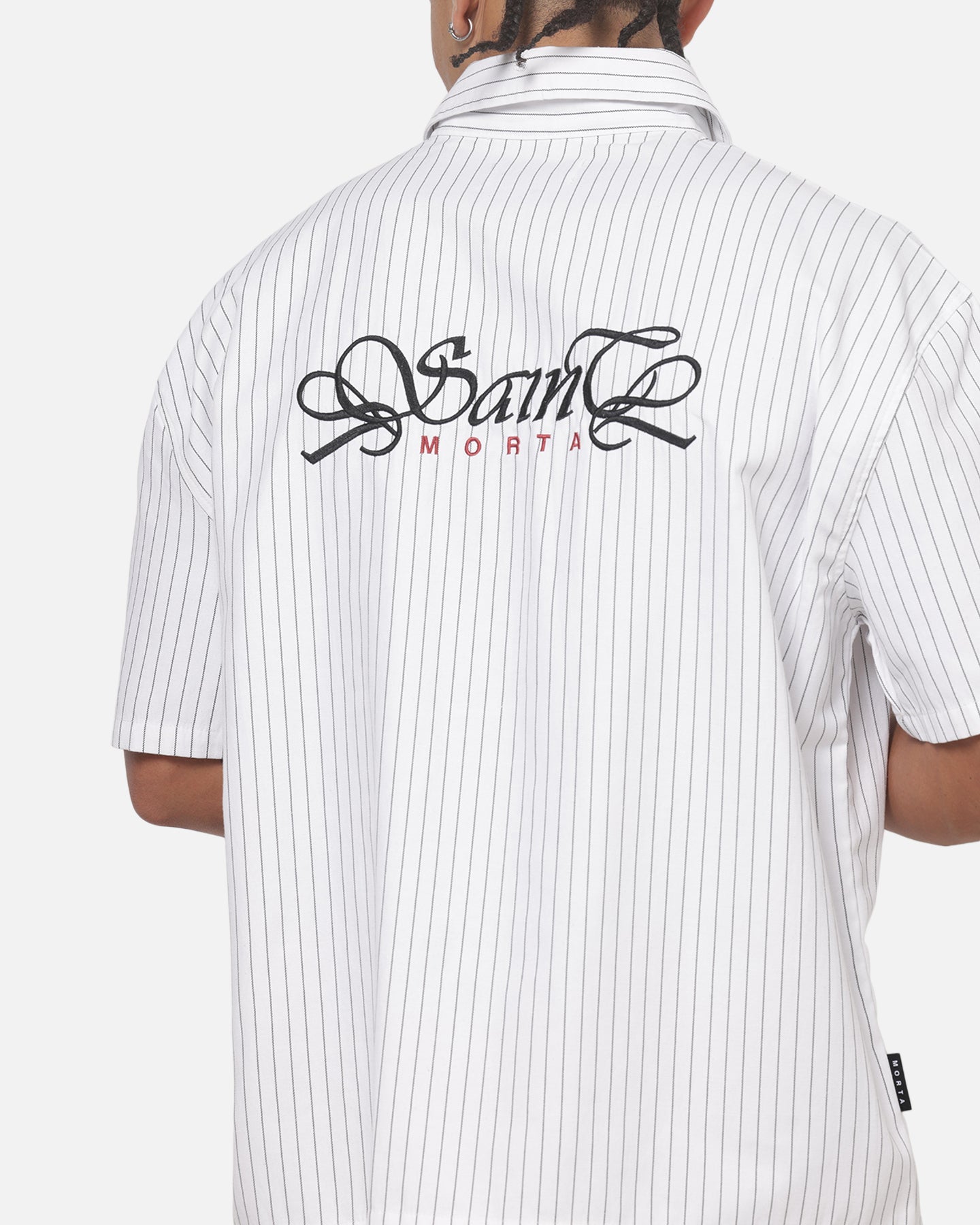 Saint Morta Sovereign Pinstripe Short Sleeve Shirt White/Black