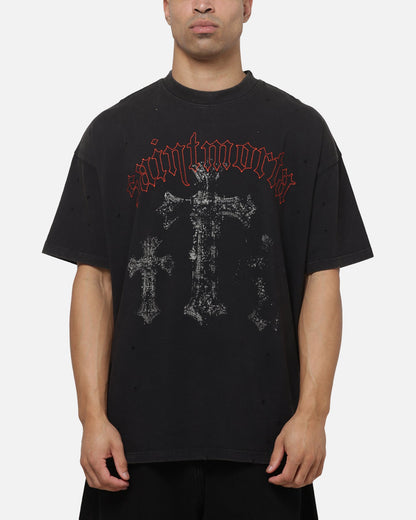 Saint Morta Graves Boxy T-Shirt Washed Black