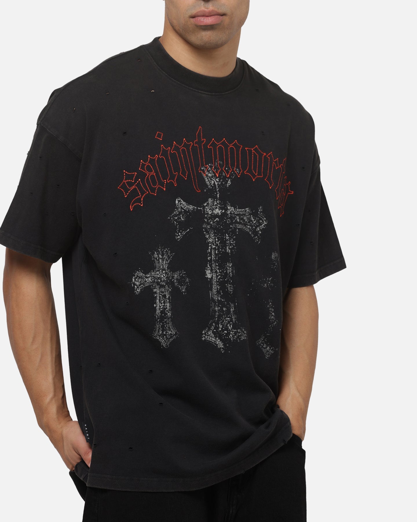 Saint Morta Graves Boxy T-Shirt Washed Black