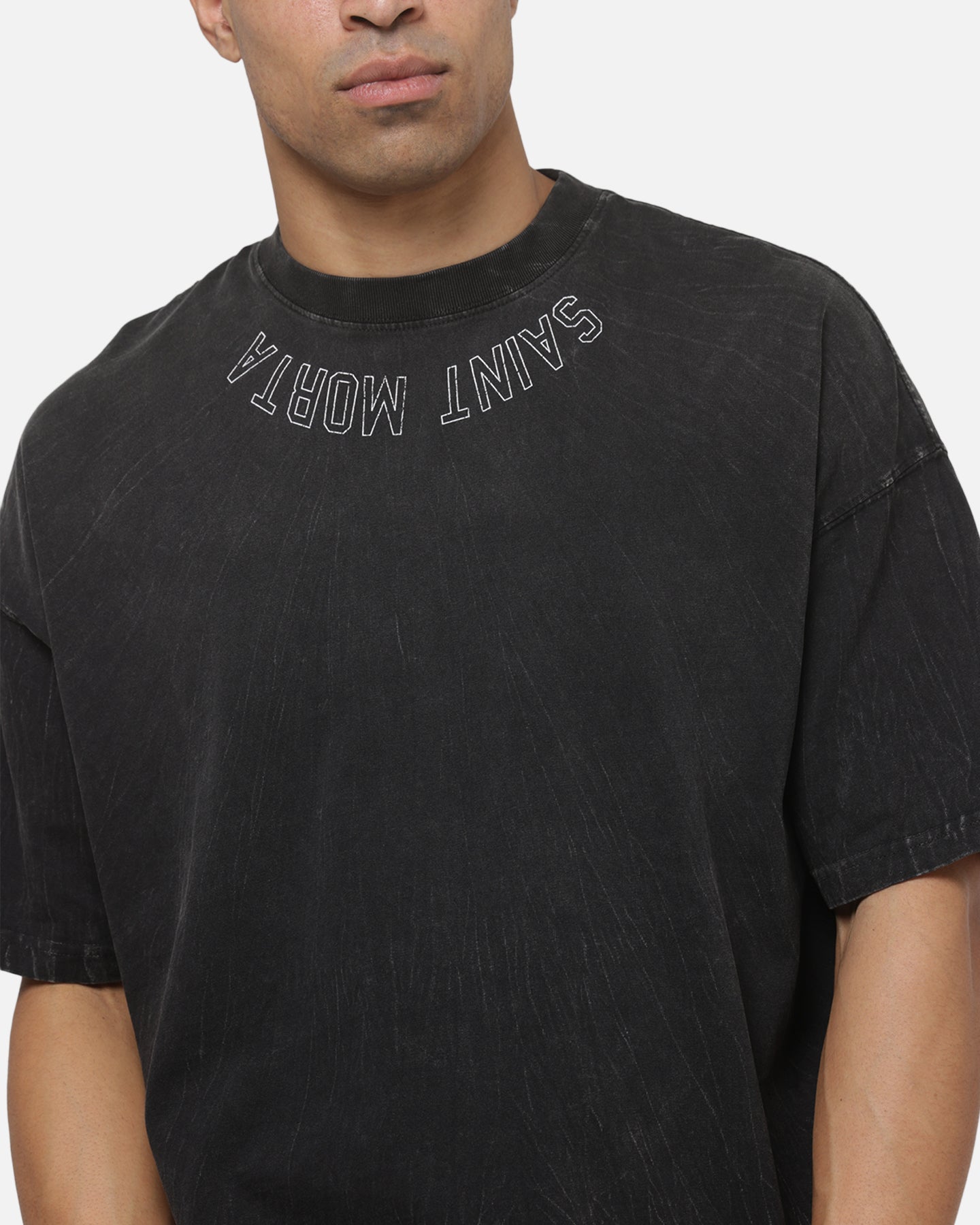 Saint Morta New Guard Boxy T-Shirt Black Tie Dye