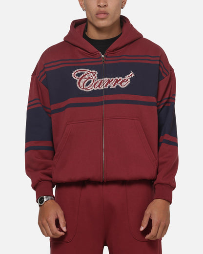 Carre Varsity Stripe Zip Hoodie Burgundy/Navy