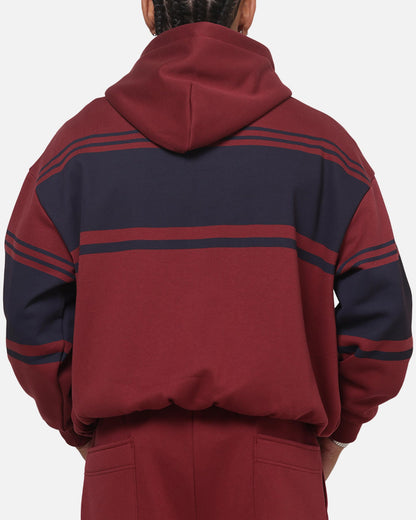 Carre Varsity Stripe Zip Hoodie Burgundy/Navy