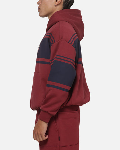 Carre Varsity Stripe Zip Hoodie Burgundy/Navy