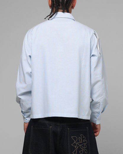 Loiter x Yu-Gi-Oh! Blue Eyes Button Up Shirt Blue Stripe