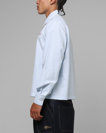 Loiter x Yu-Gi-Oh! Blue Eyes Button Up Shirt Blue Stripe