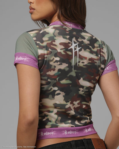 Loiter X ONE PIECE Women's Nami Mesh T-Shirt Green Camo