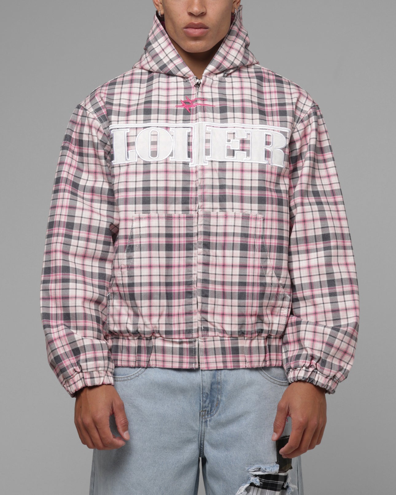 Loiter Racer Work Jacket Pink Plaid