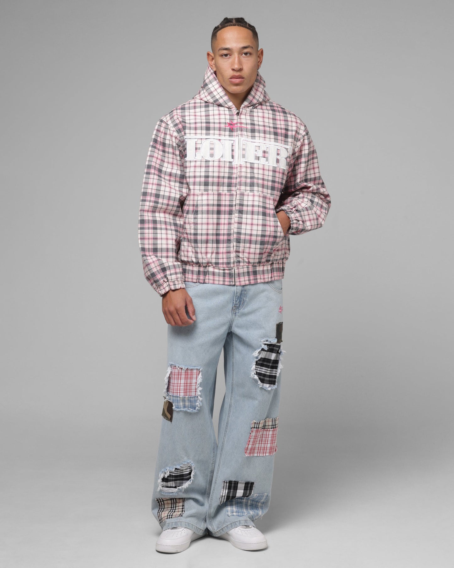 Loiter Racer Work Jacket Pink Plaid