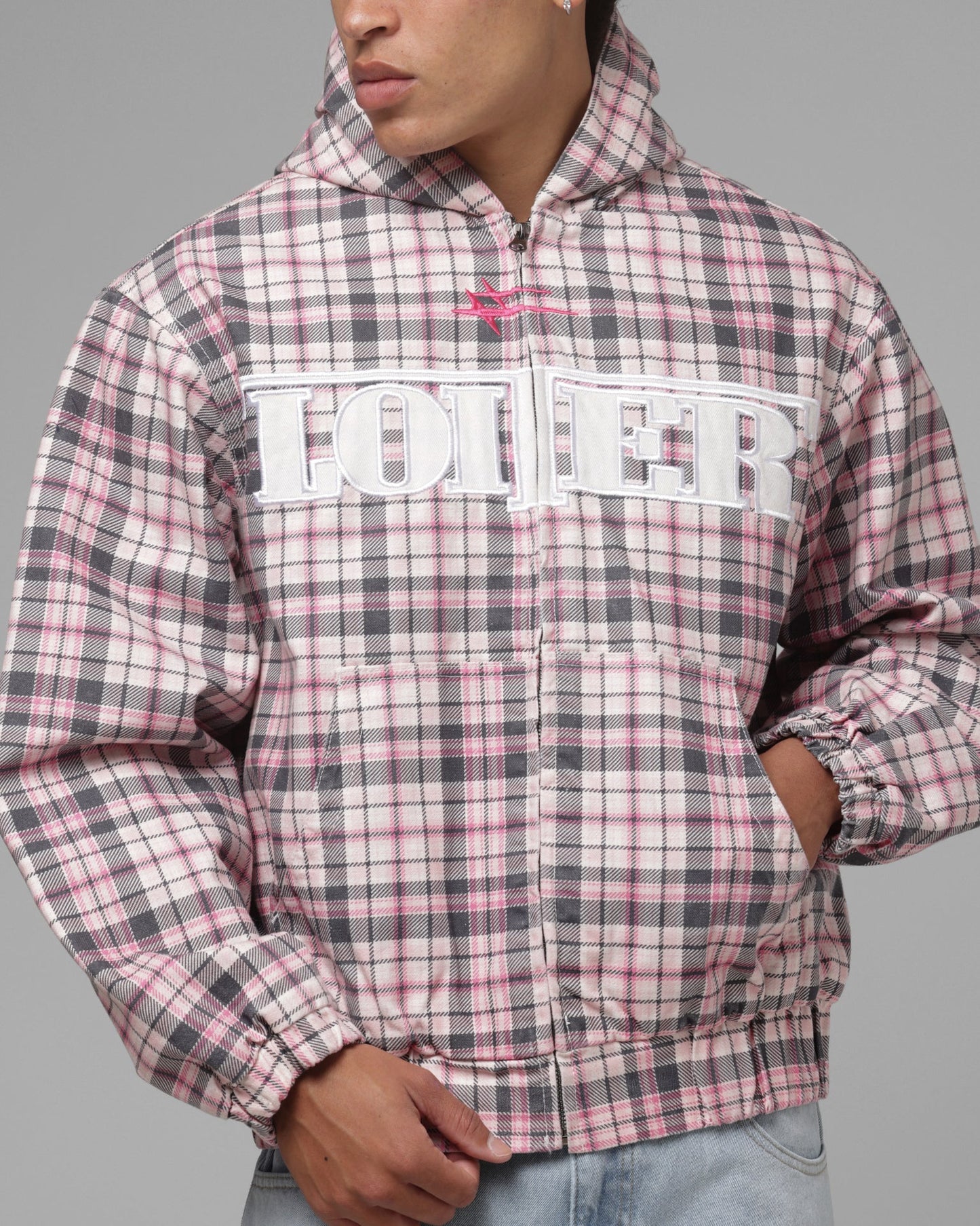 Loiter Racer Work Jacket Pink Plaid
