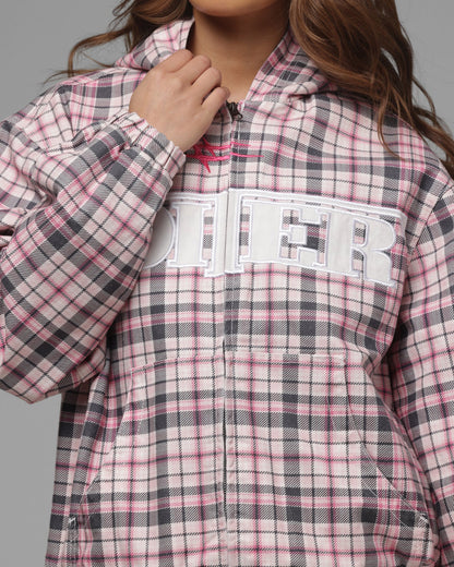 Loiter Women's Unity Crop T-Shirt Pink Plaid