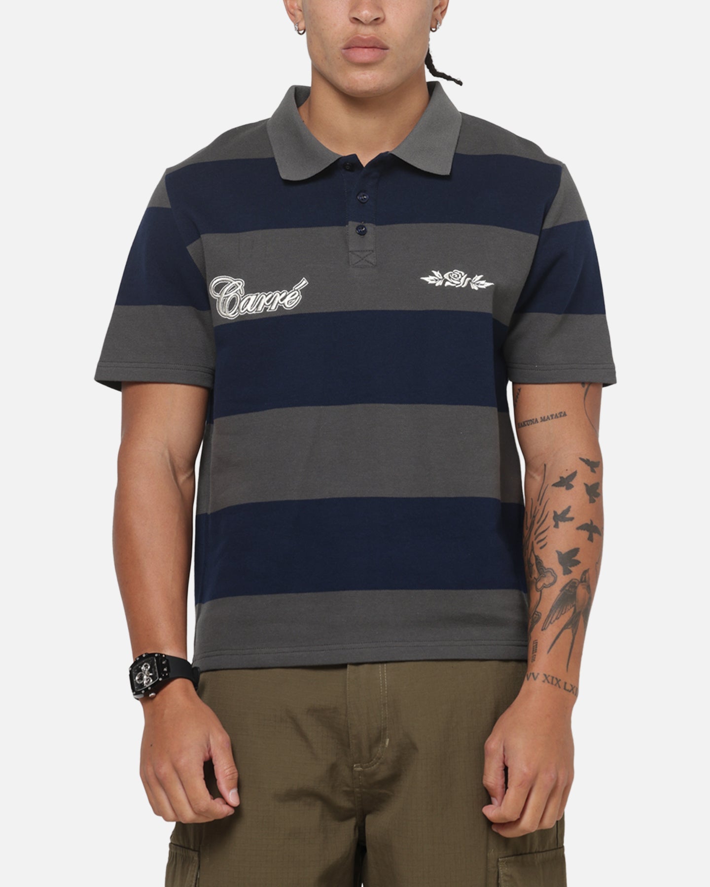 Carre Common Striped Polo Forest/Navy