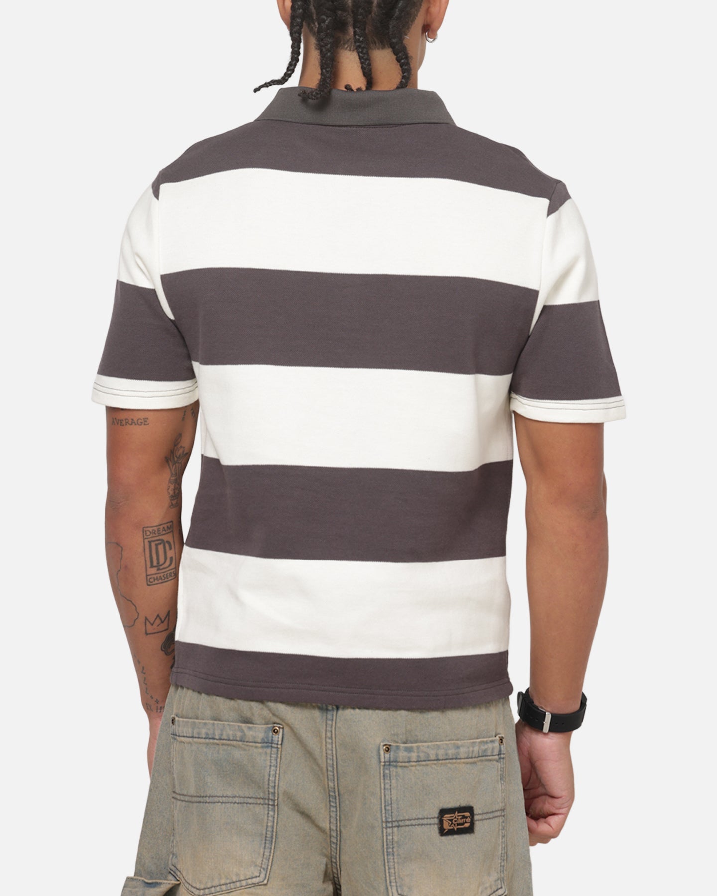 Carre Common Striped Polo Washed Black/Off White