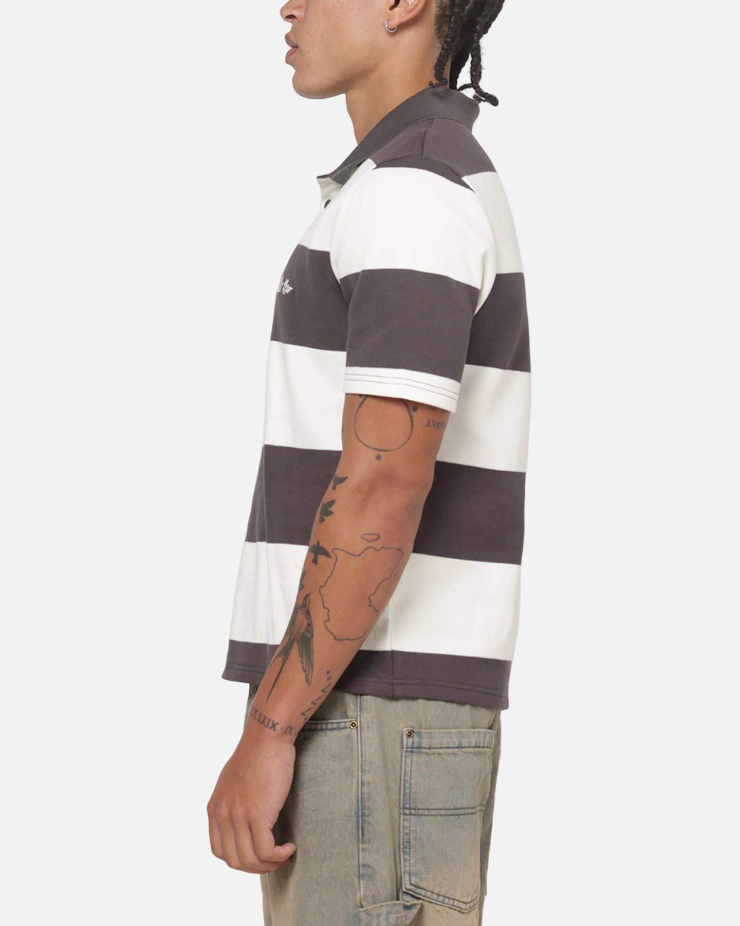 Carre Common Striped Polo Washed Black/Off White