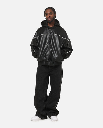 Carre Velocity Vegan Leather Bomber Jacket Black