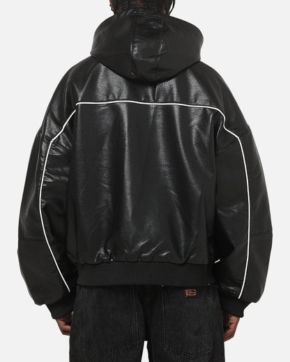 Carre Velocity Vegan Leather Bomber Jacket Black