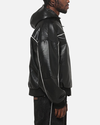 Carre Velocity Vegan Leather Bomber Jacket Black