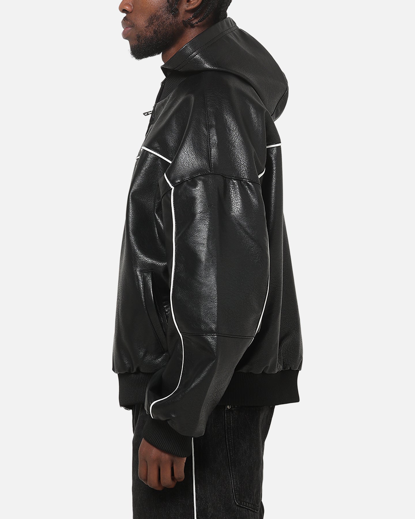 Carre Velocity Vegan Leather Bomber Jacket Black