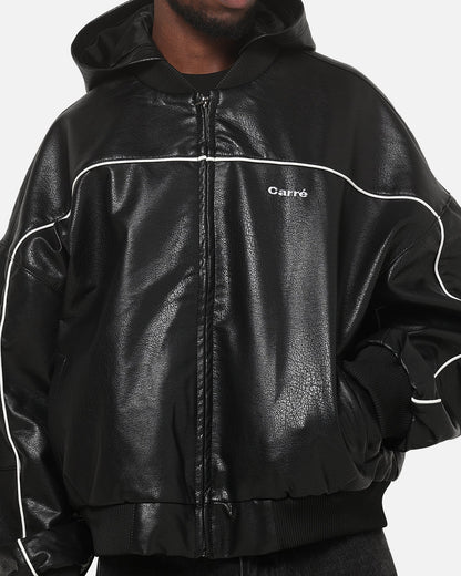 Carre Velocity Vegan Leather Bomber Jacket Black