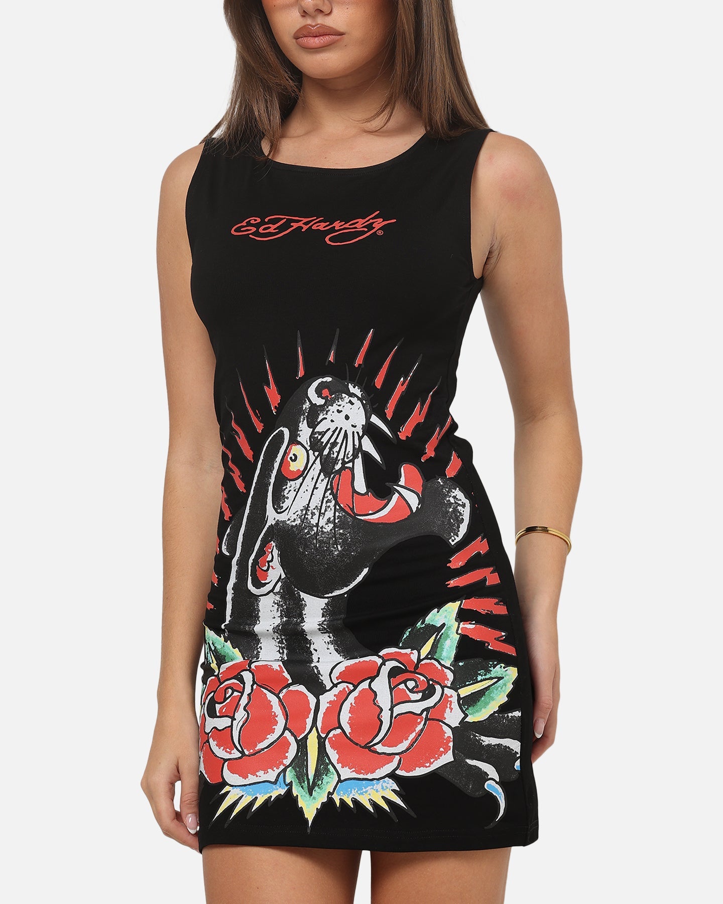 Ed Hardy Women's Panther Mini Dress Black
