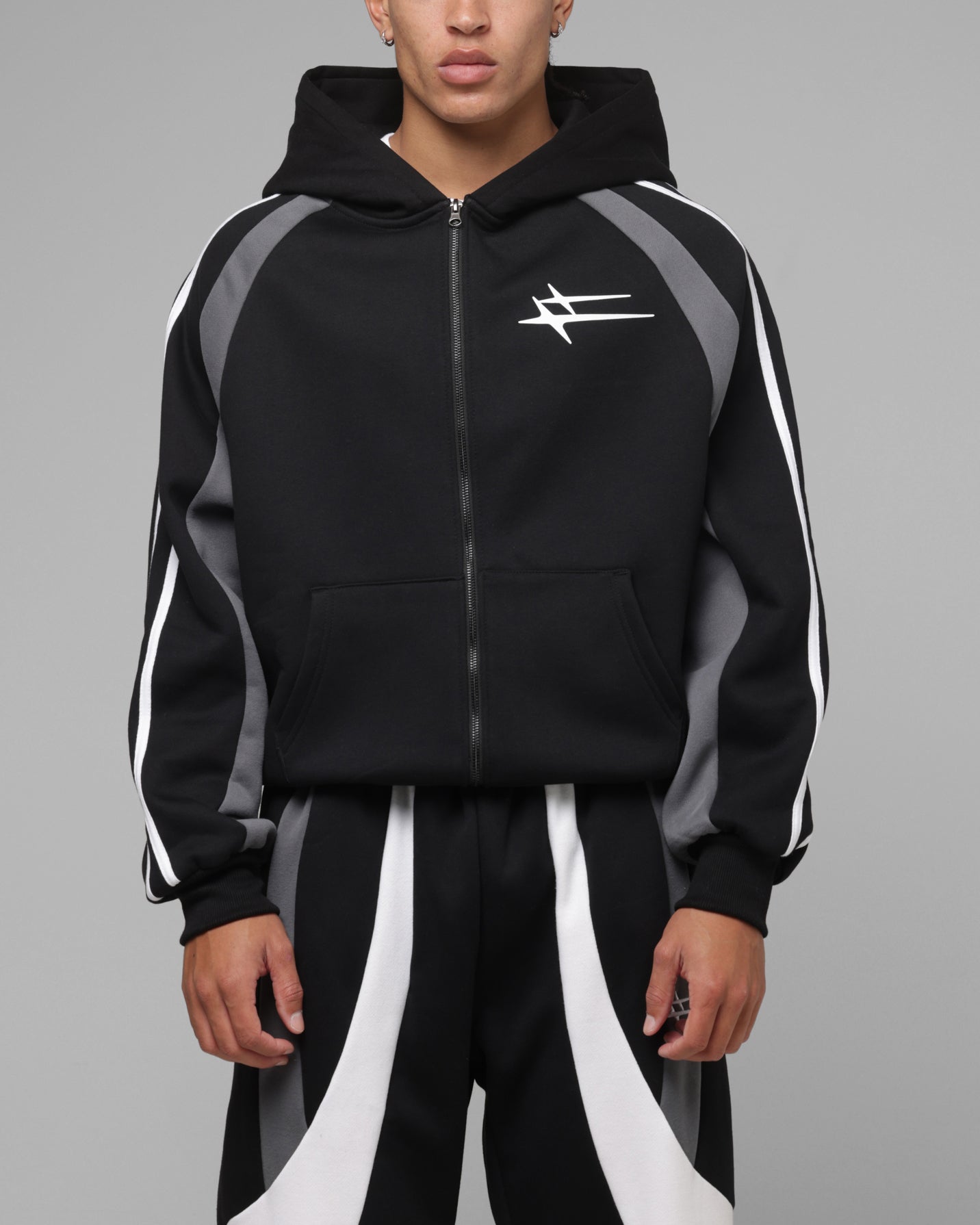Loiter Hybrid Tek Zip Hoodie Black