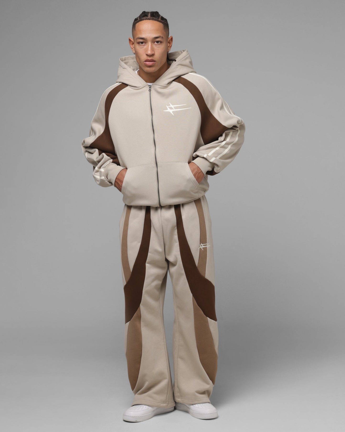 Loiter Hybrid Tek Zip Hoodie Stone