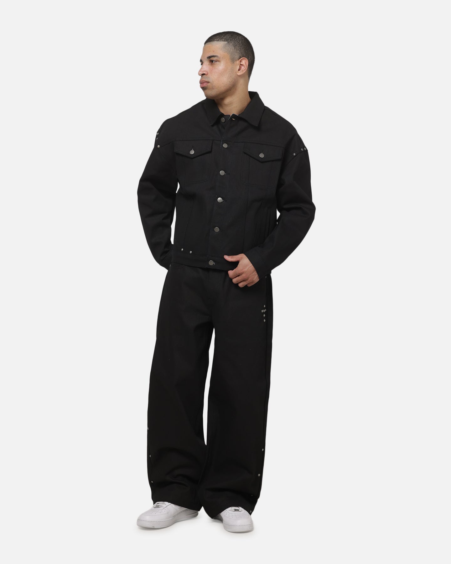 Saint Morta Crucible Trucker Denim Jacket Black Wax Indigo